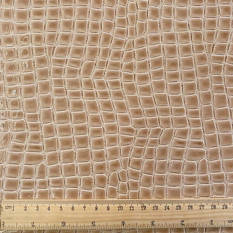 Patent Alligator Faux Leather - Medium Pattern - Tan