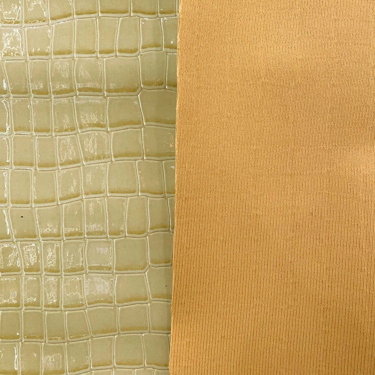Patent Alligator Faux Leather - Large Pattern - Pale Olive