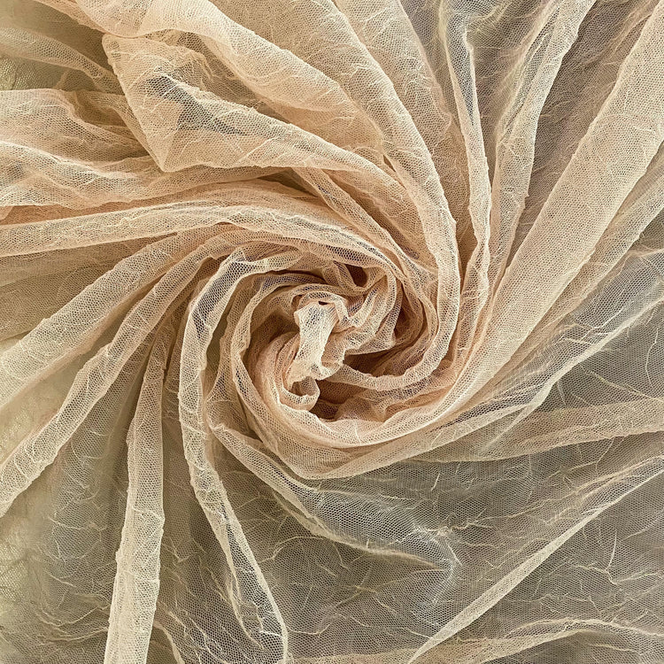 Creased Mesh Knit - Weft Stretch - Beige