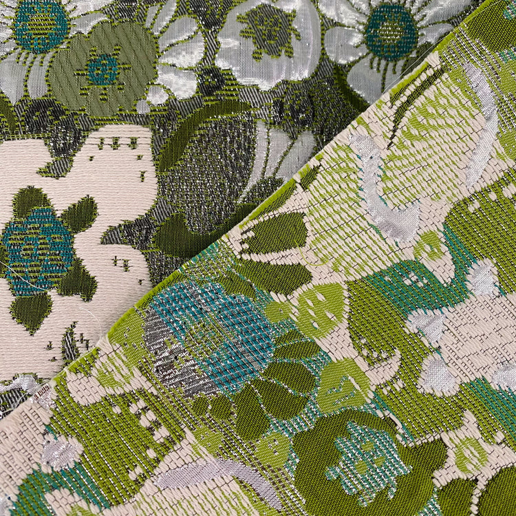 Floral Pop Nouveau Cotton/Poly Brocade - Ivory/Olive