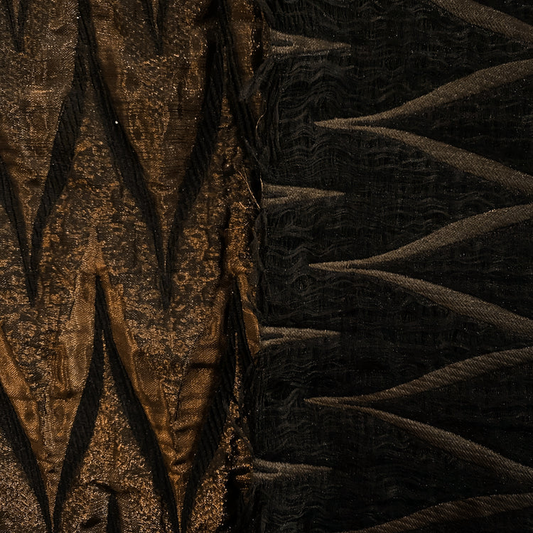 Matelassé Chevron Metallic Jacquard - Antique Brass / Black