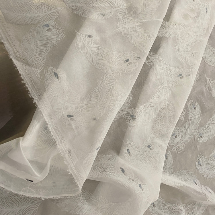 Feather Devoré Burnout Chiffon - White