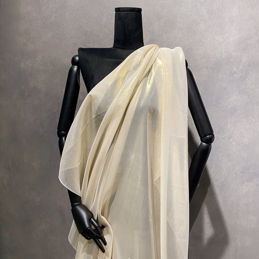 Silk Lurex Chiffon - White / Gold