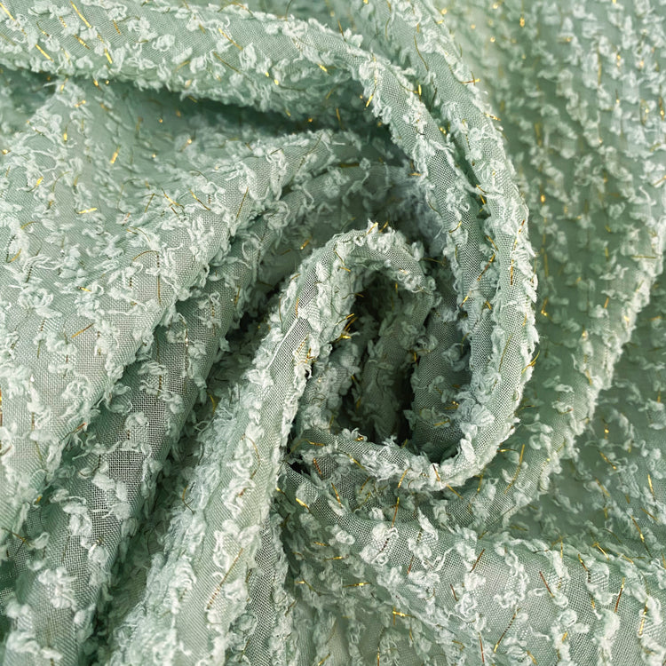 Cut Pile Chiffon - Pale Green/Metallic