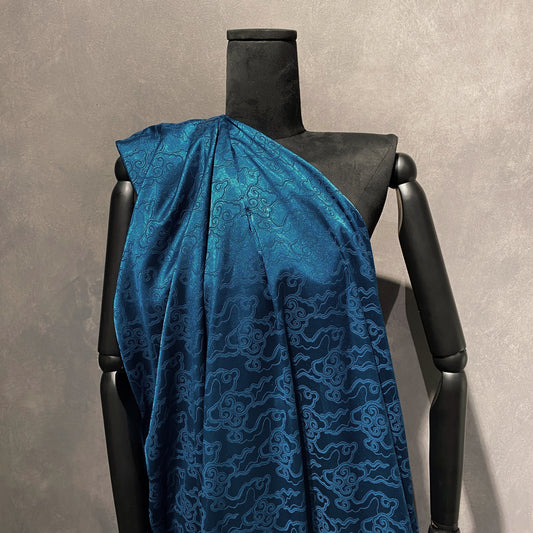 Gentle Clouds Satin Damask - Aquamarine