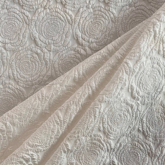 Raised Crinkle Rose Jacquard -  White