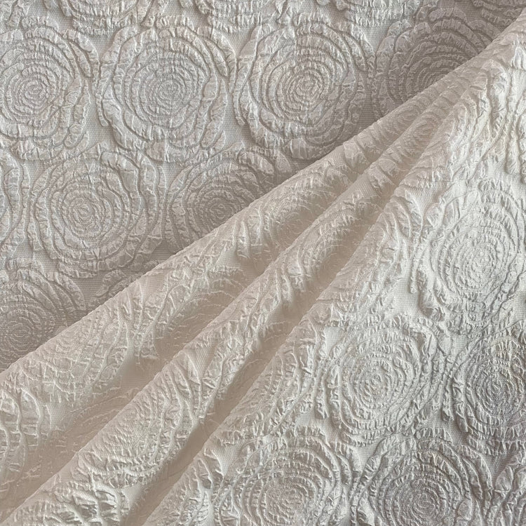 Raised Crinkle Rose Jacquard - White