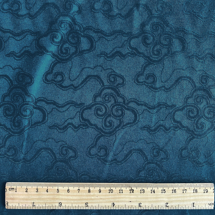 Gentle Clouds Satin Damask - Aquamarine