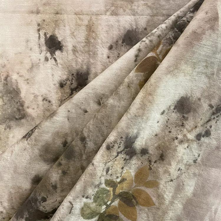 Botanical Digital Ecoprint Cotton Blend Voile - Smoke / Dark Grey