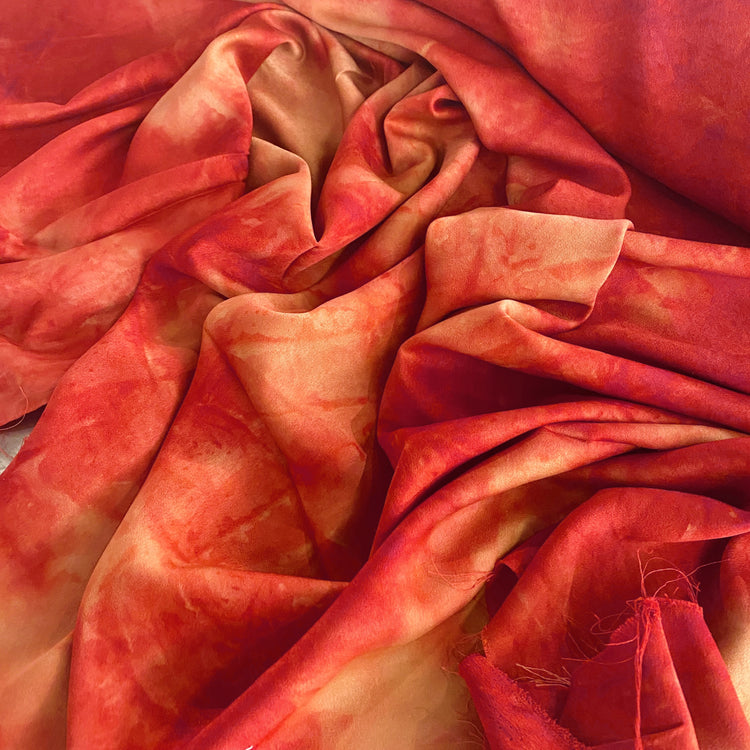 Abstract Shibori Satin Back Crepe - Red / Pale Goldenrod