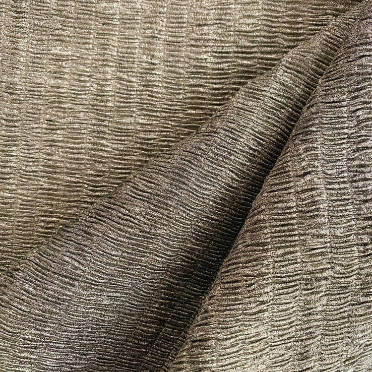 Shirred Look Plisse Metallic Satin - Platinum Gold