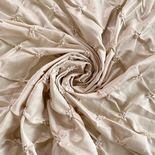 Diamond Smocked Glossy Finish Satin - Cornsilk