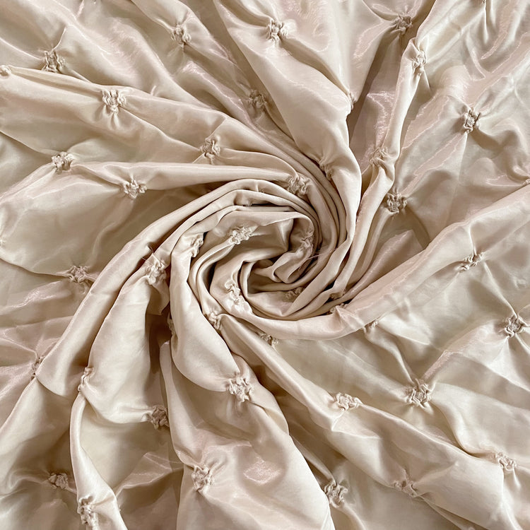 Diamond Smocked Glossy Finish Satin - Cornsilk