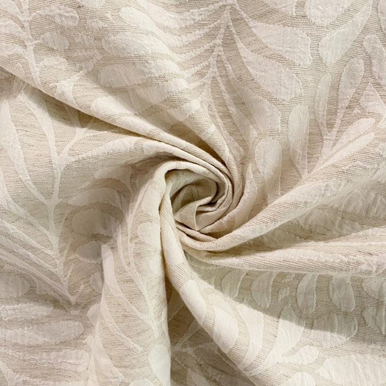 Fern Leaf Linen Cotton Matelassé Jacquard - Undyed / Natural