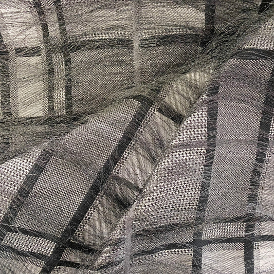 Long Yarn Float Glen Plaid Dobby - Black / Grey