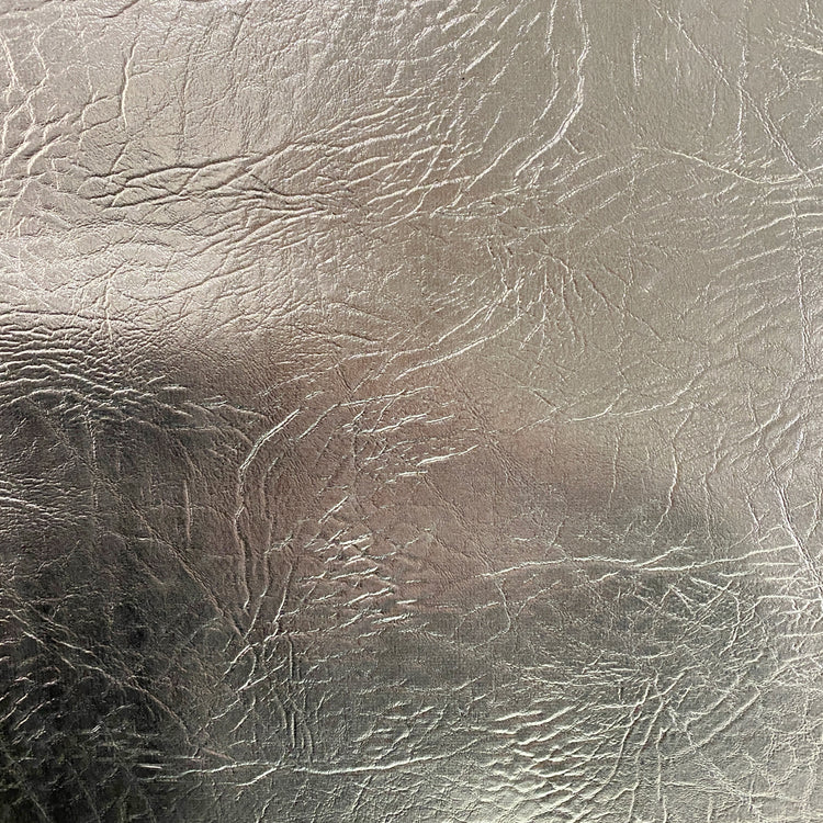 Metallic Wrinkle Grain Faux Leather - Silver