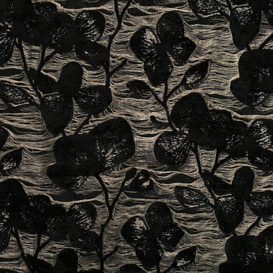 Botanical Dreamscape Velvet Jacquard - Black / Silver
