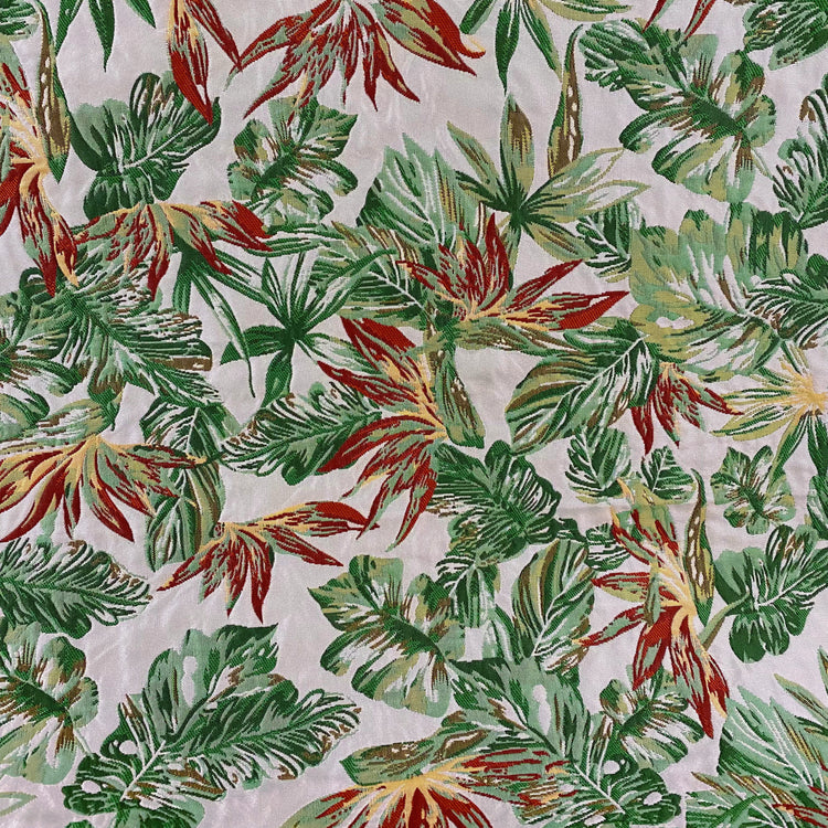 Birds of Paradise Jacquard - Green/Fire Brick Red