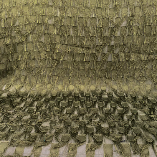 Dobby Fringed Chiffon - Dark Olive