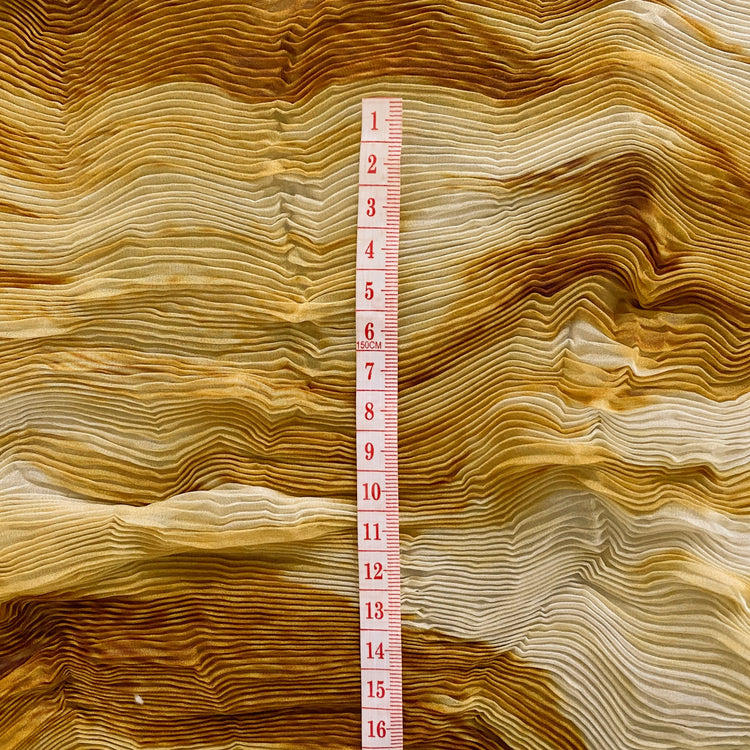 Flame Print Plisse Chiffon - Dark Goldenrod / Pale Yellow