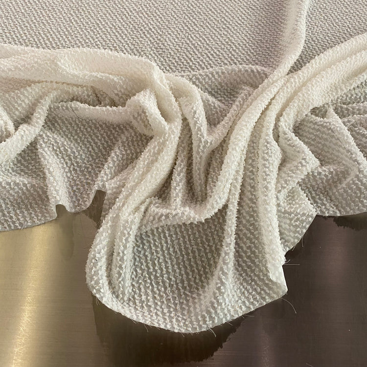 Cut Pile Chiffon - White / Gold