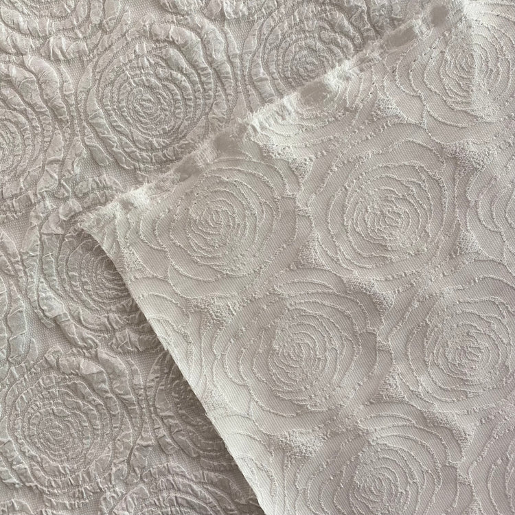Raised Crinkle Rose Jacquard - White