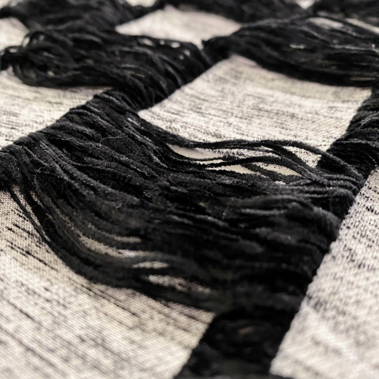 Chenille Yarn Float Checkerboard Twill - Black/White