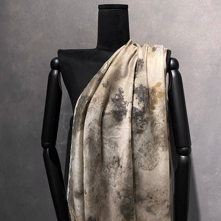 Botanical Digital Ecoprint Cotton Blend Voile - Smoke / Dark Grey
