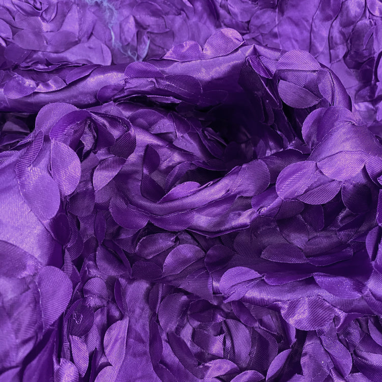 Satin Appliqué 3D Flowers - Royal Purple.