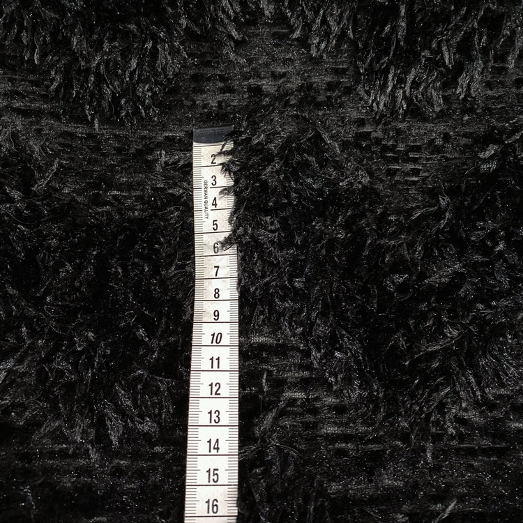 Chevron Cut Pile Faux Ostrich Feather Fur - Black