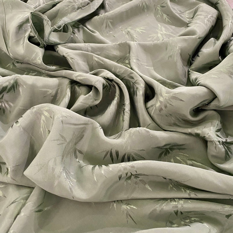 Bamboo Leaves Viscose Damask - Sage Green