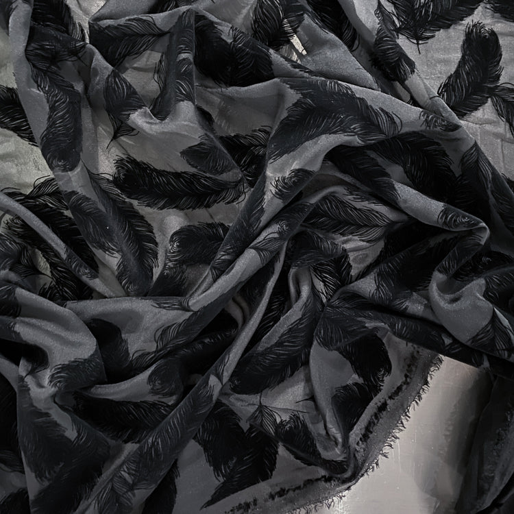 Feather Devoré Burnout Chiffon - Black