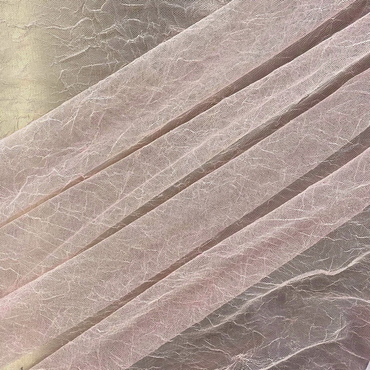 Creased Mesh Knit - Weft Stretch - Pink