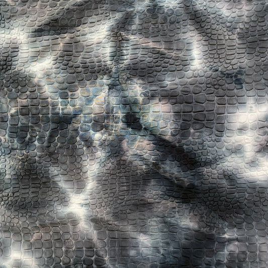 Embossed Crocodile Tie Dye Double Knit - Navy Blue/White