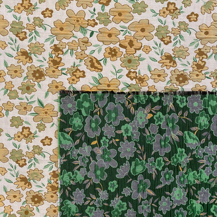 Pansy Cotton Blend Jacquard - Ivory/Dark Green