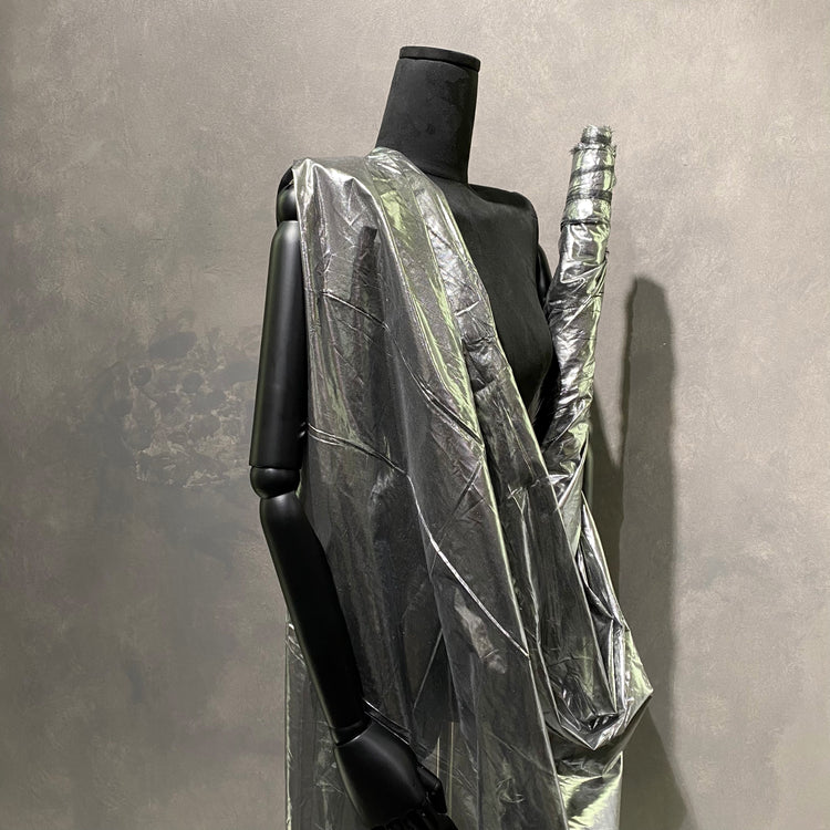 Metallic Foil Tissue Organza - Silver / Black