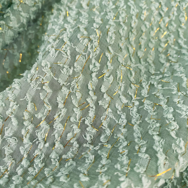 Cut Pile Chiffon - Pale Green/Metallic