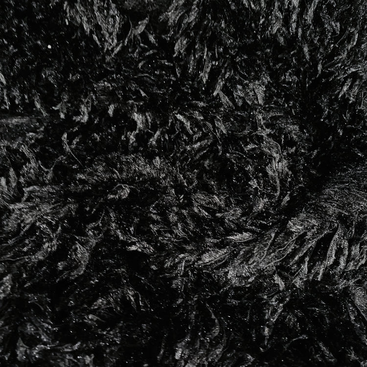Chevron Cut Pile Faux Ostrich Feather Fur - Black