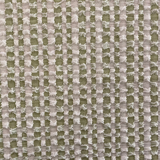 Raised Checkerboard Smocked Gingham - White / Yellow Green
