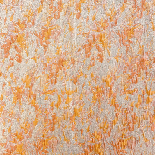 Abstract Metallic Cloqué Brocade - Orange / Platinum