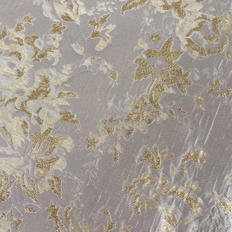 Gold Leaf Rose Brocade - Gold/Light Steel Blue