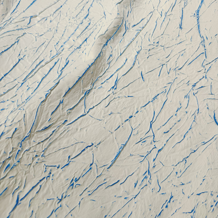 Abstract Frottage Print Sateen - White/Blue