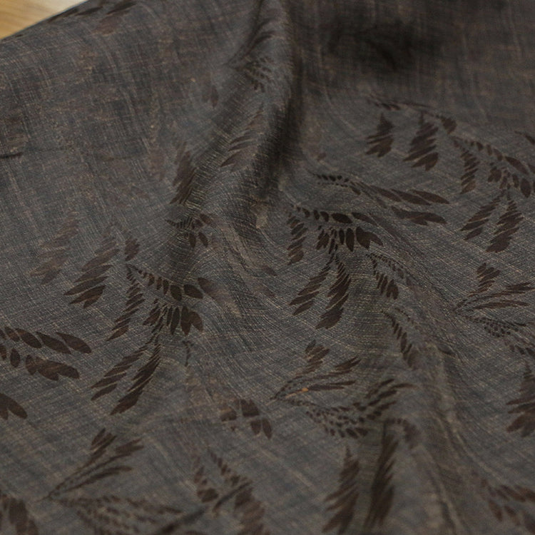 Leaf Spray Chambray Damask - Dark Saddle Brown