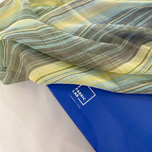 Striped Sheer Silk Chiffon - Seaside