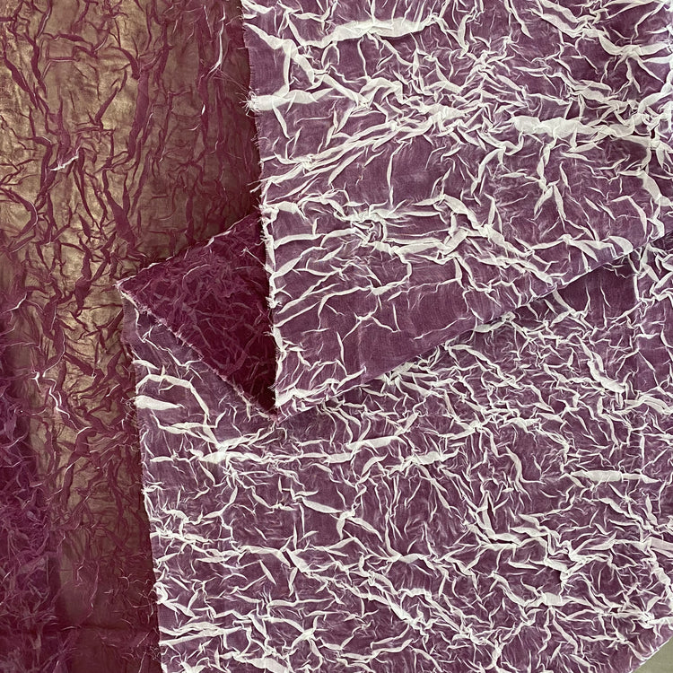 Pliage Creased Plisse Chiffon - Dark Magenta / White
