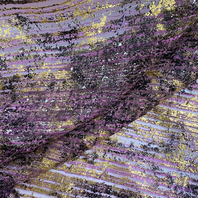 Foiled Devore - Dark Violet/Gold