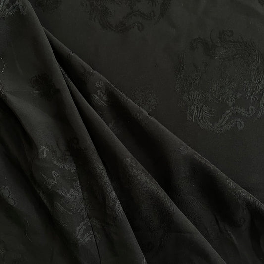 Floral Phoenix Silk/Cotton Damask - Black