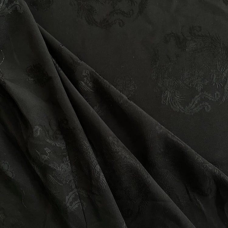 Floral Phoenix Silk/Cotton Damask - Black