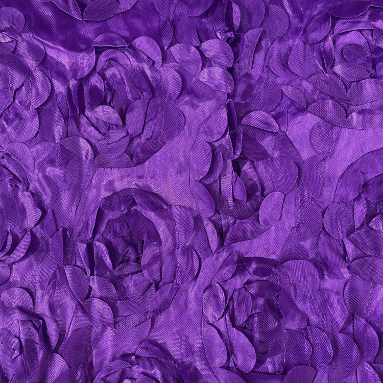 Satin Appliqué 3D Flowers - Royal Purple.