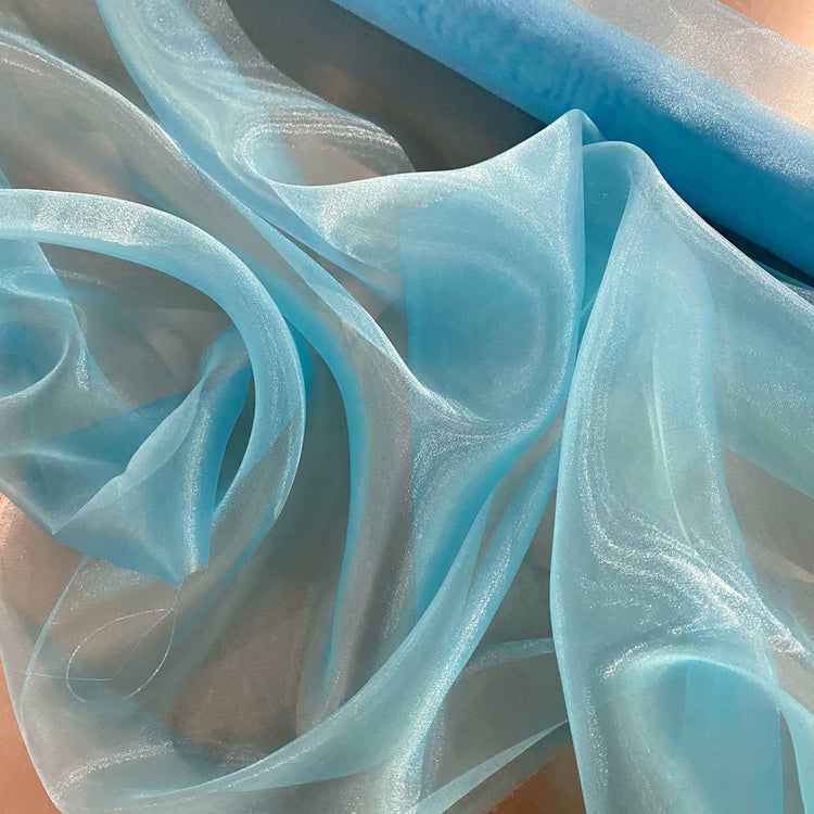 Metallic Organza - Sky Blue